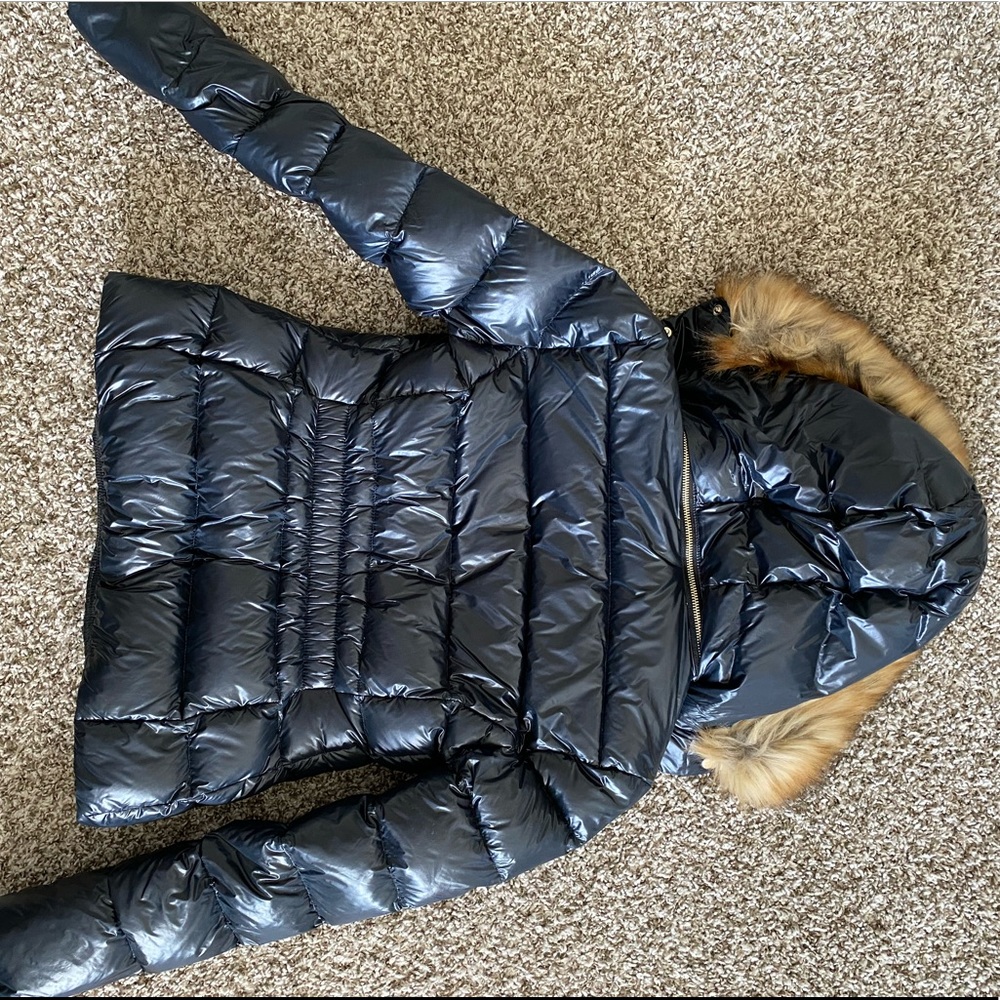 BLUE CHUNKY FAUX FUR HOOD PUFFER JACKET - ZARA - Picture 6 of 8